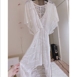 Lace white dress (2layer) - New